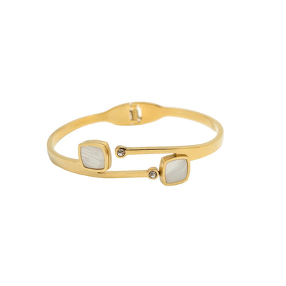 white square mother of pearl bangle