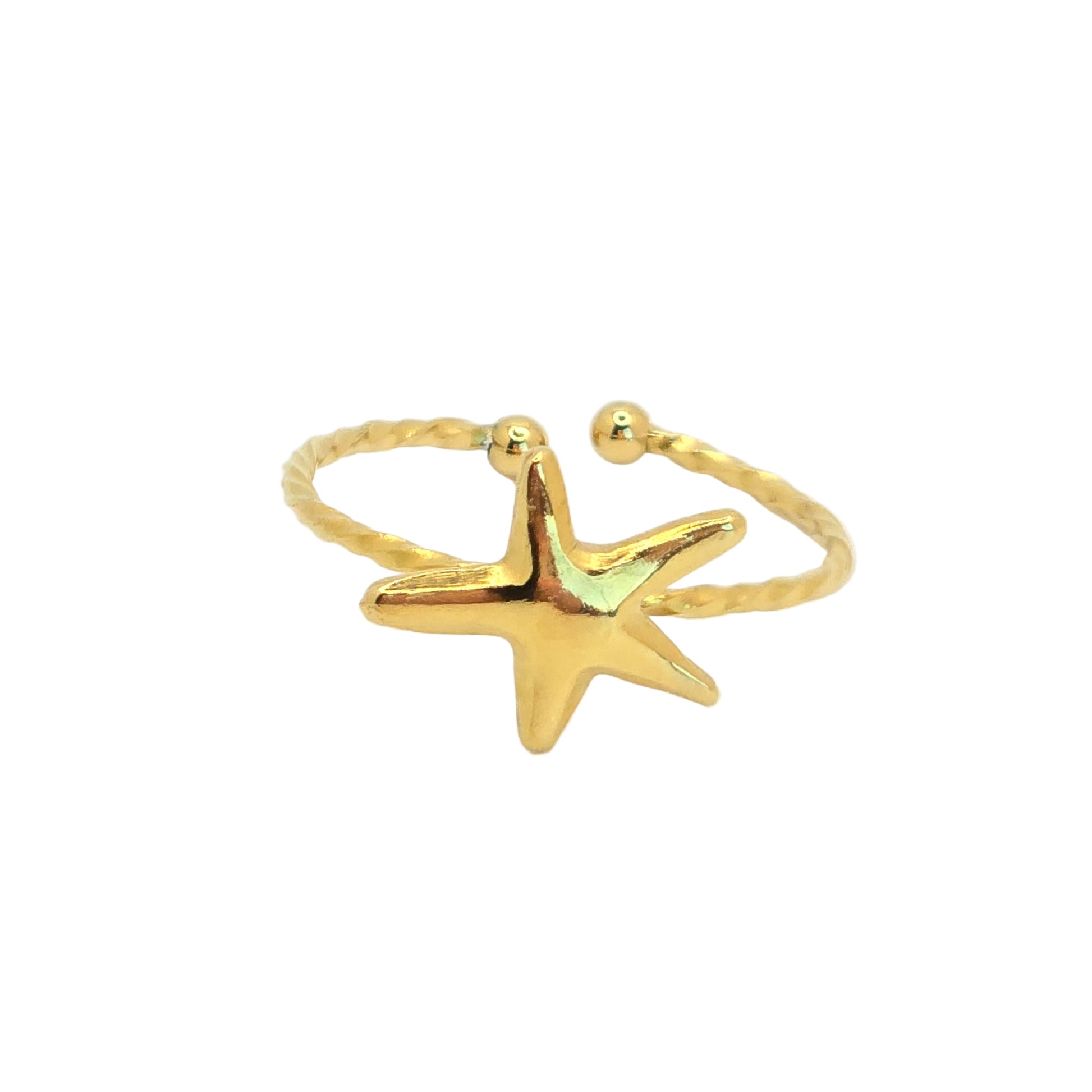 dainty gold starfish waterproof vacation ring jewelry open size stackable