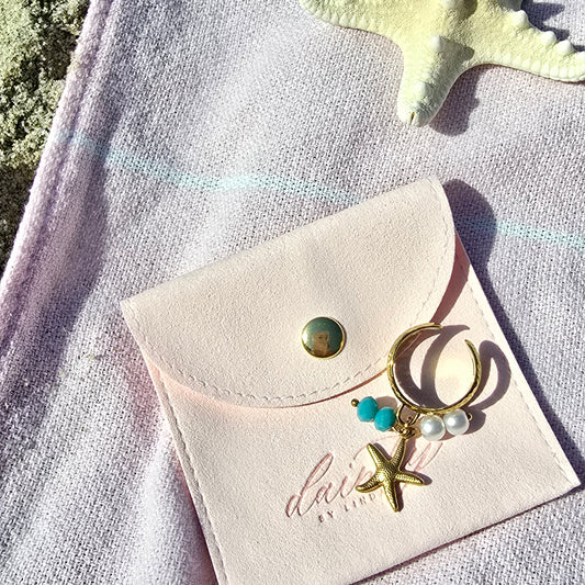 beach gold waterproof Ring starfish pearl