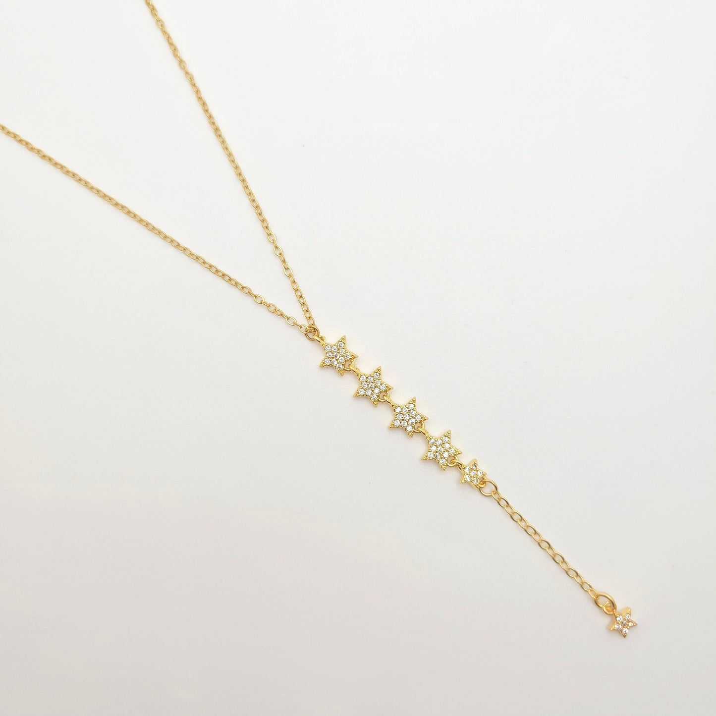 gold stars necklace lariat dainty 