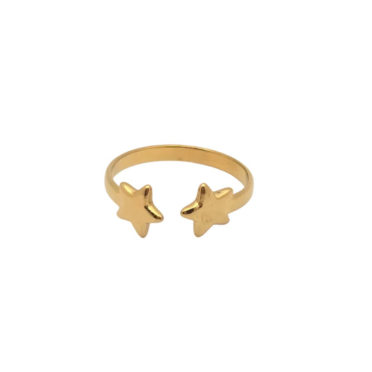 gold waterproof tiny stars ring
