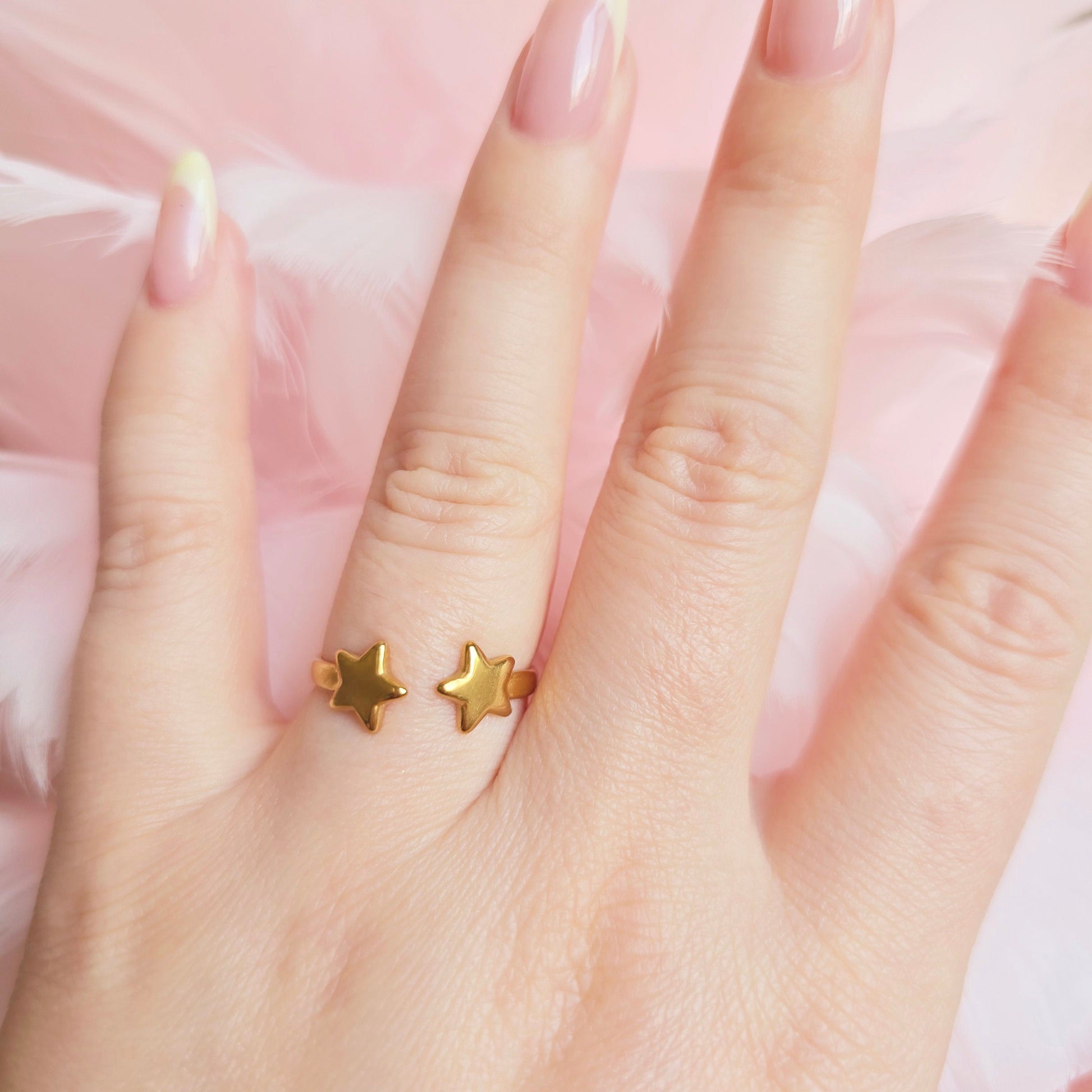 gold stars ring stacking delicate tarnish free
