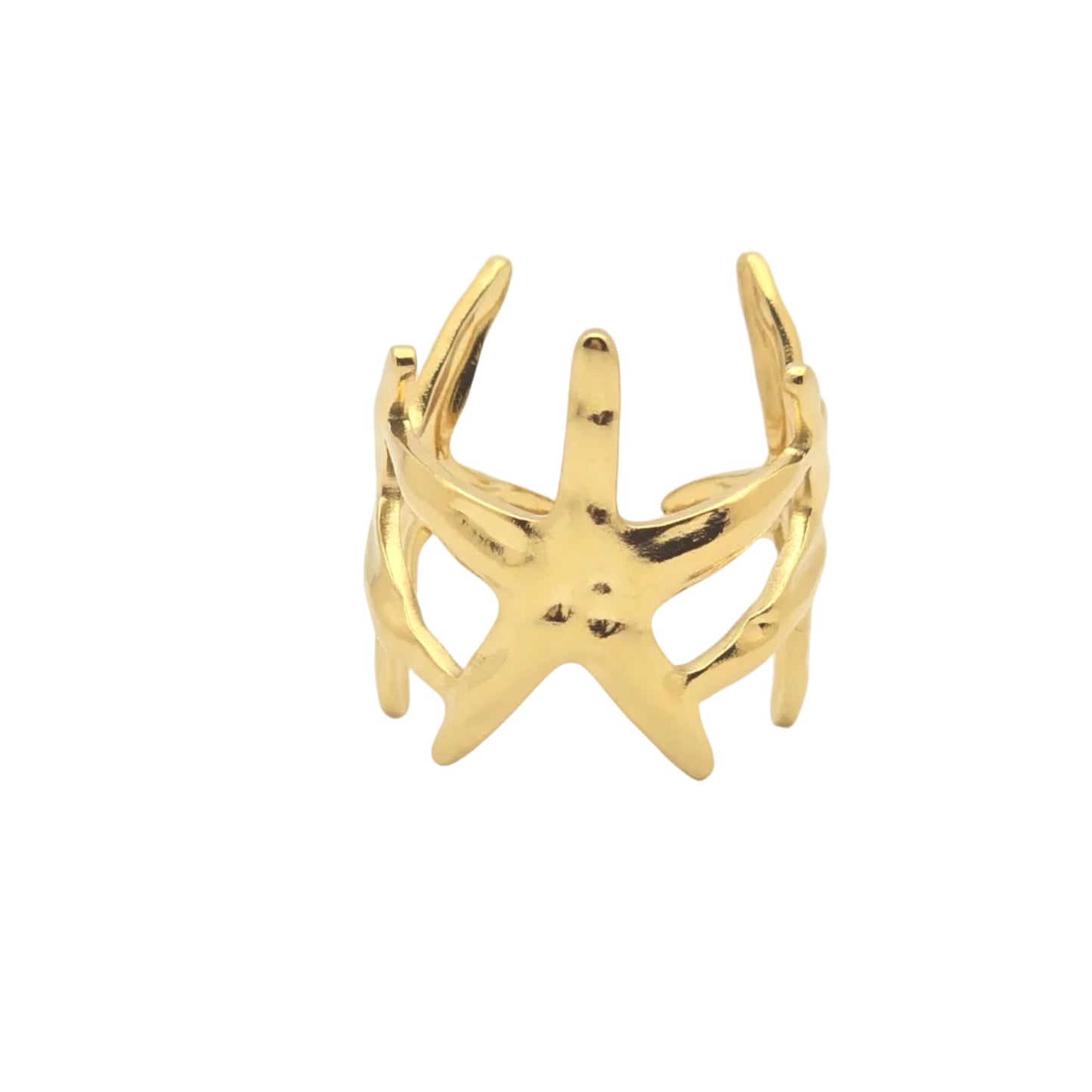 gold waterproof starfish ring beach jewelry