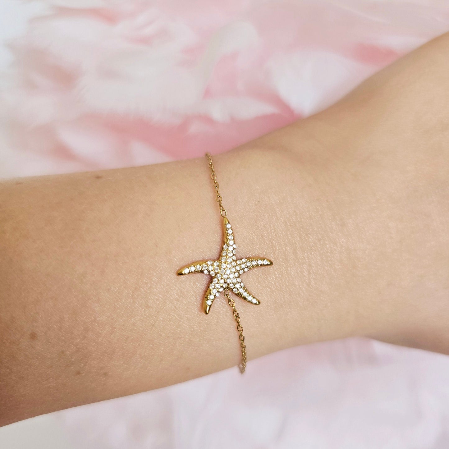 dainty gold waterproof starfish bracelet 