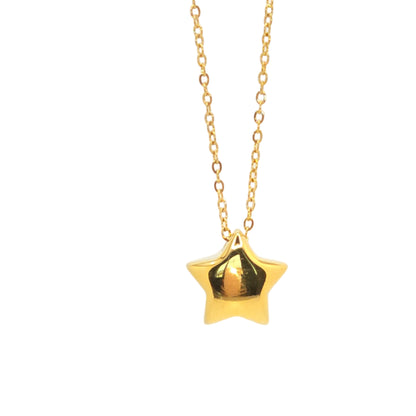 gold puffy star pendant necklace