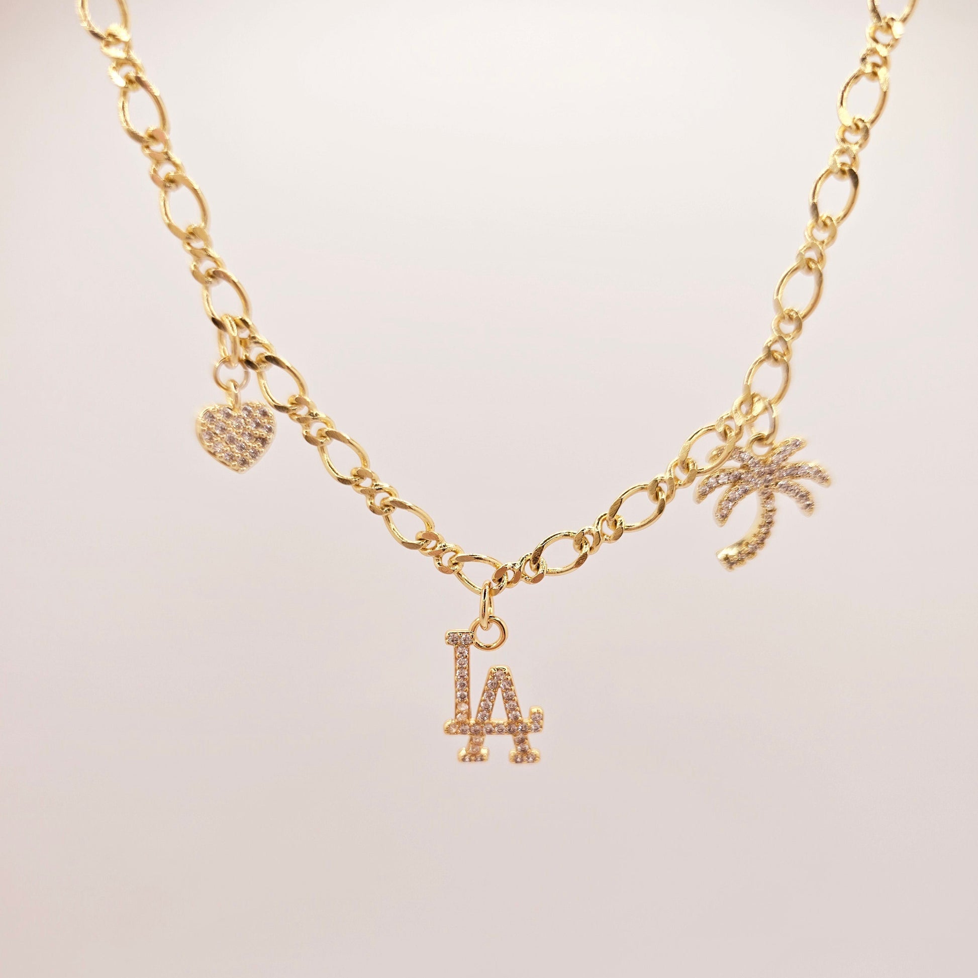 la lover charm necklace gold palm tree