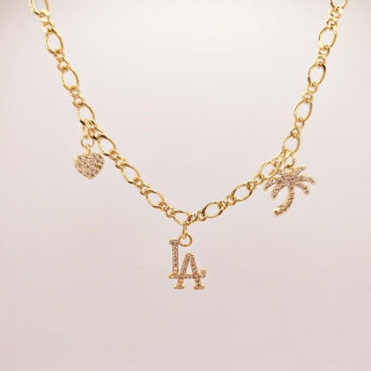 la lover charm necklace gold palm tree