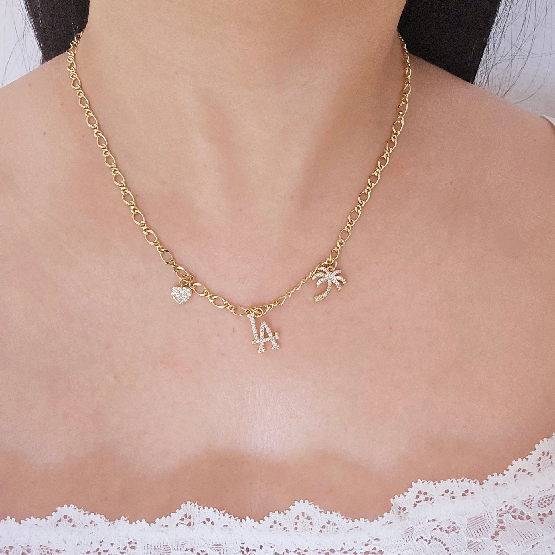 dodger fan merch la necklace gold