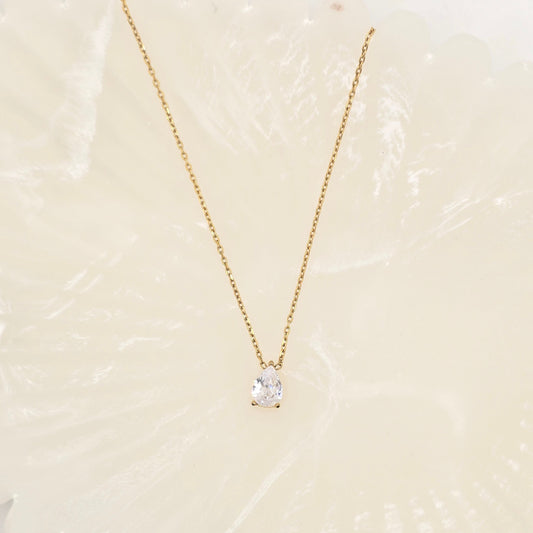 dainty tear drop gold necklace stacking