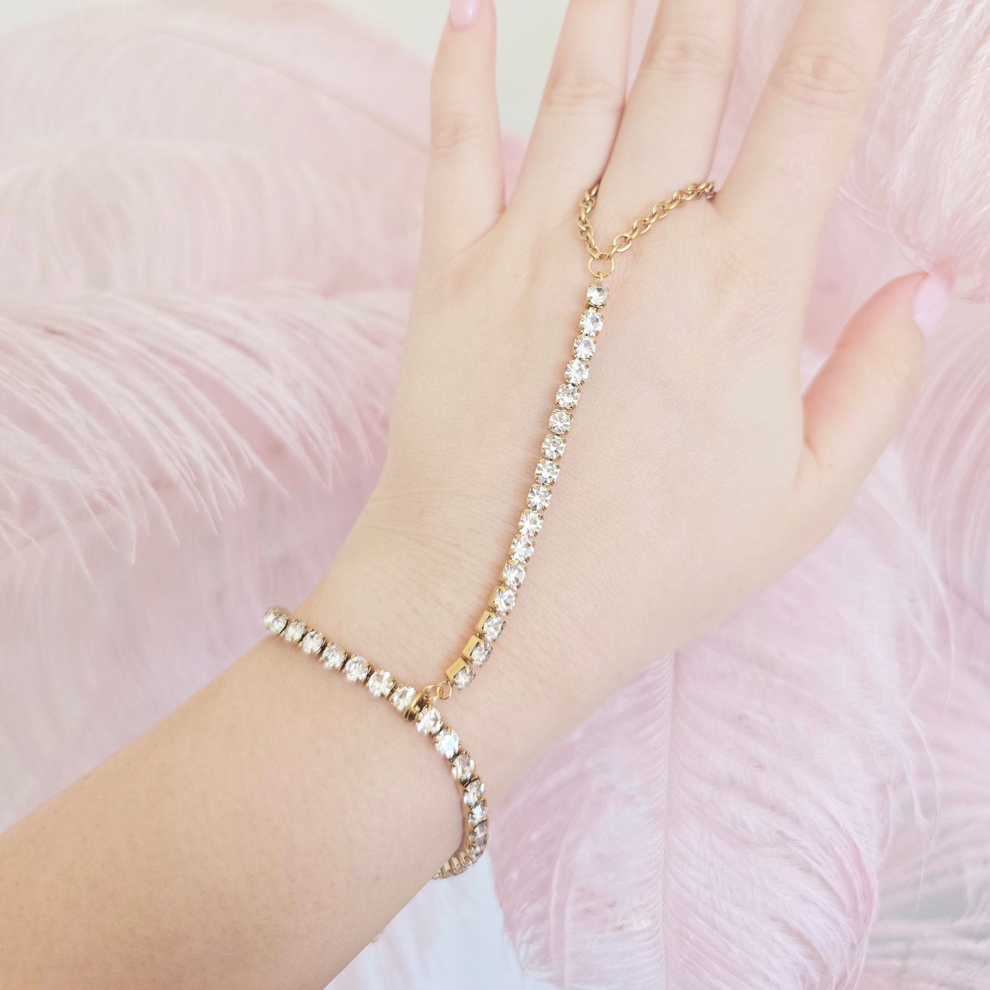 gold waterproof tennis bracelet hand chain