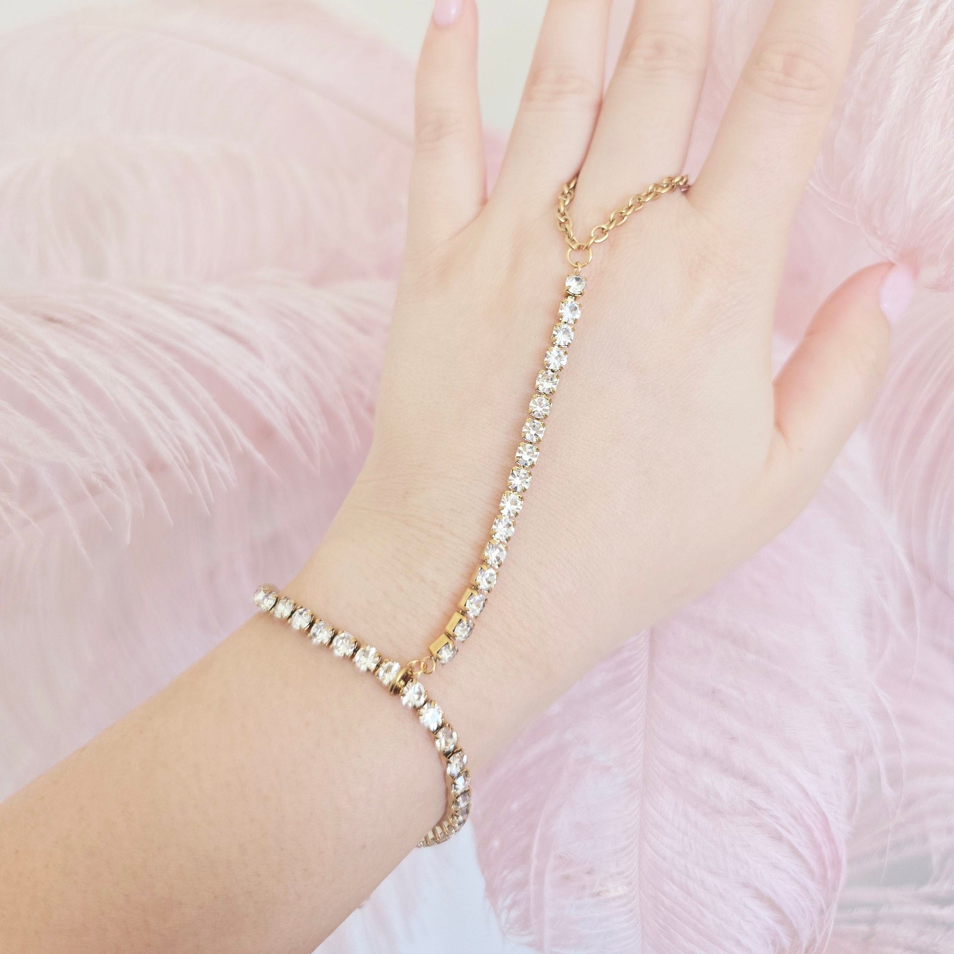 gold waterproof tennis bracelet hand chain
