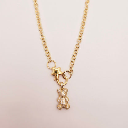 star charm carabiner teddy gold charm necklace