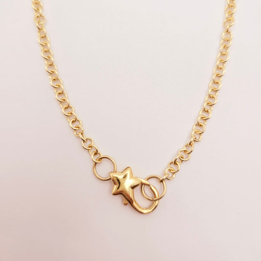 star charm carabiner gold necklace