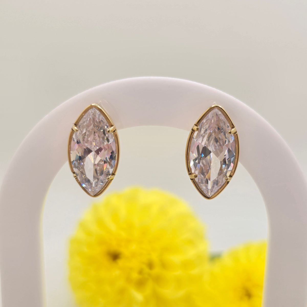 statement marquise studs earrings waterproof