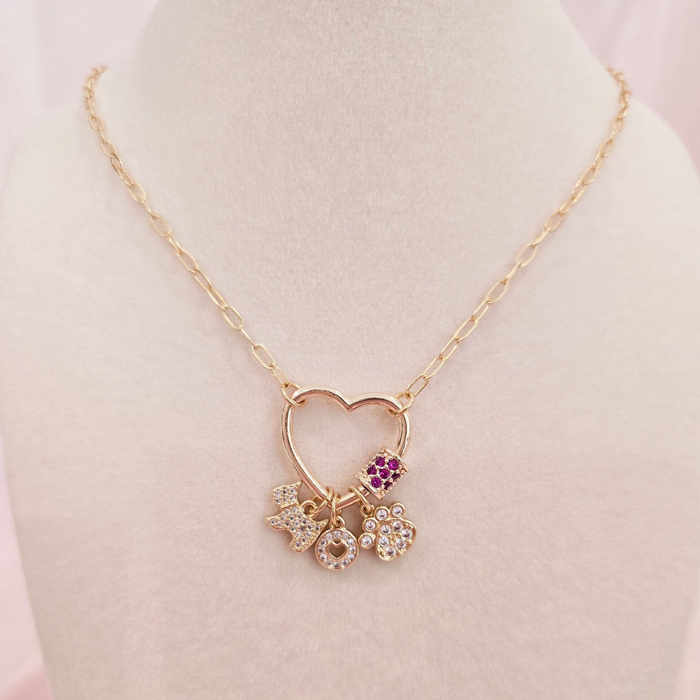dainty gold dog lover charm necklace
