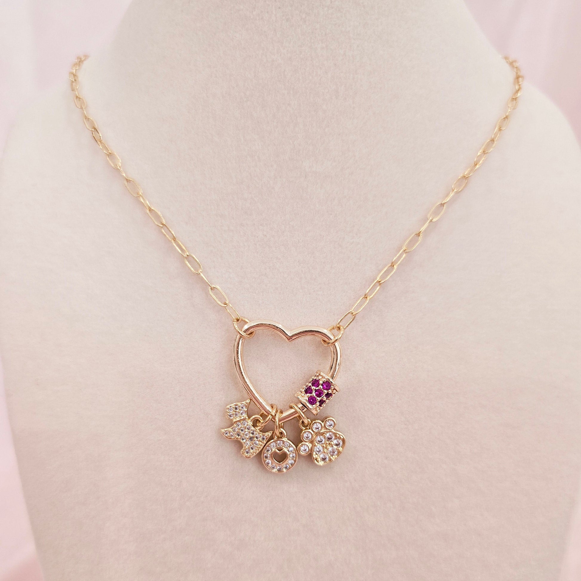 dainty gold dog lover charm necklace