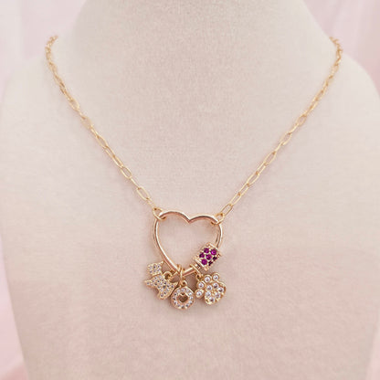 dainty gold dog lover charm necklace