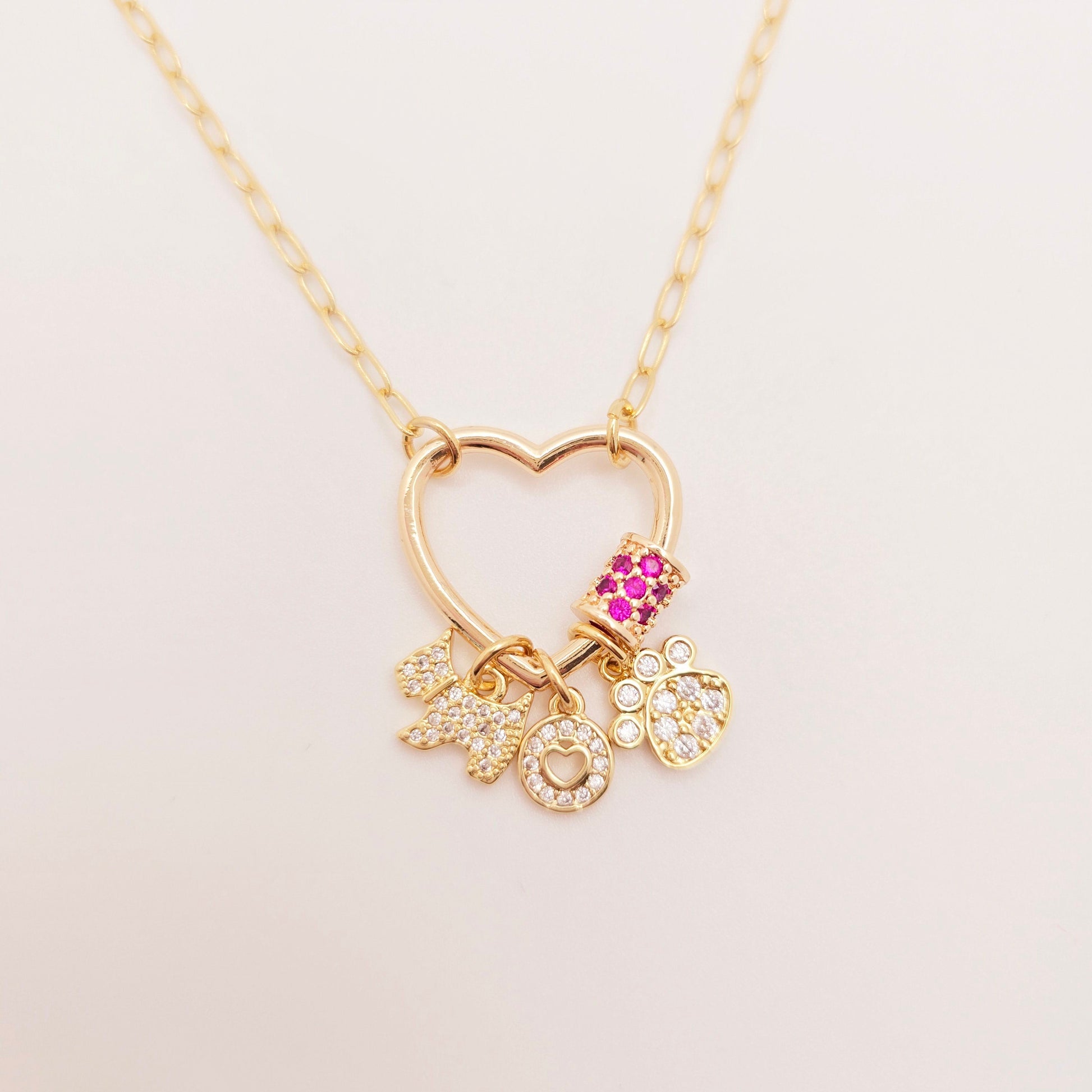 dog lover charms necklace heart paws