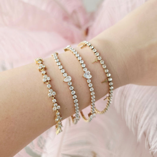 cross heart pear tennis bracelets waterproof