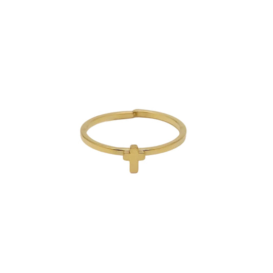 dainty gold waterproof cross ring
