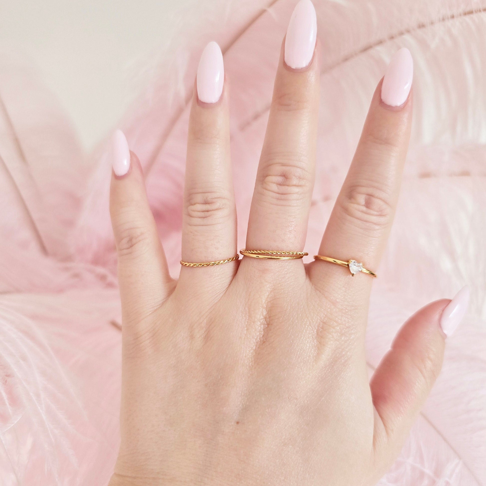tiny dainty delicate gold stacking rings