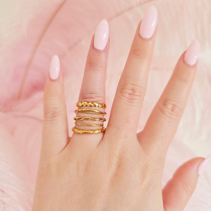 tiny gold dainty stacking rings