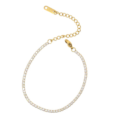 dainty thin tennis bracelet gold