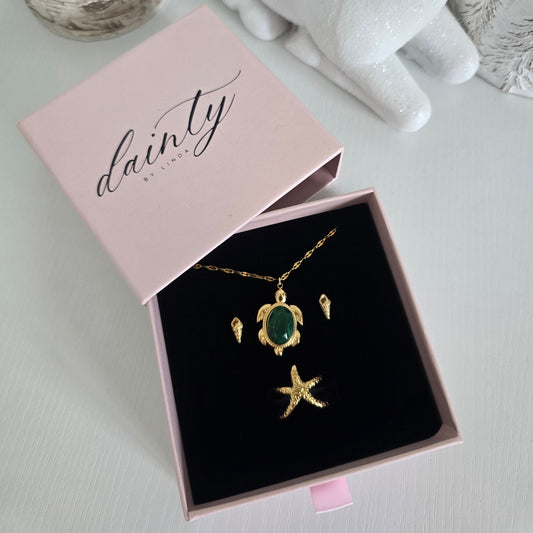 gold waterproof sea jewelry set
