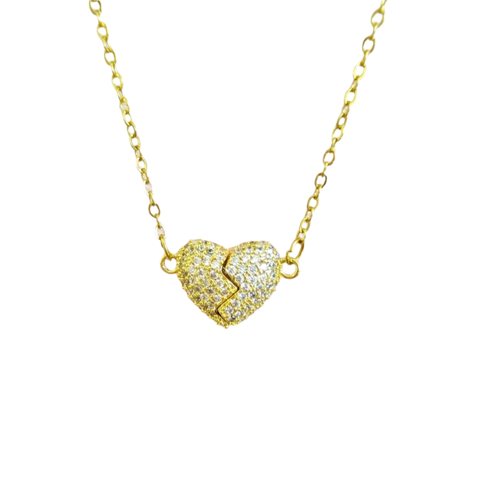 gold heart necklace heart break dainty gift