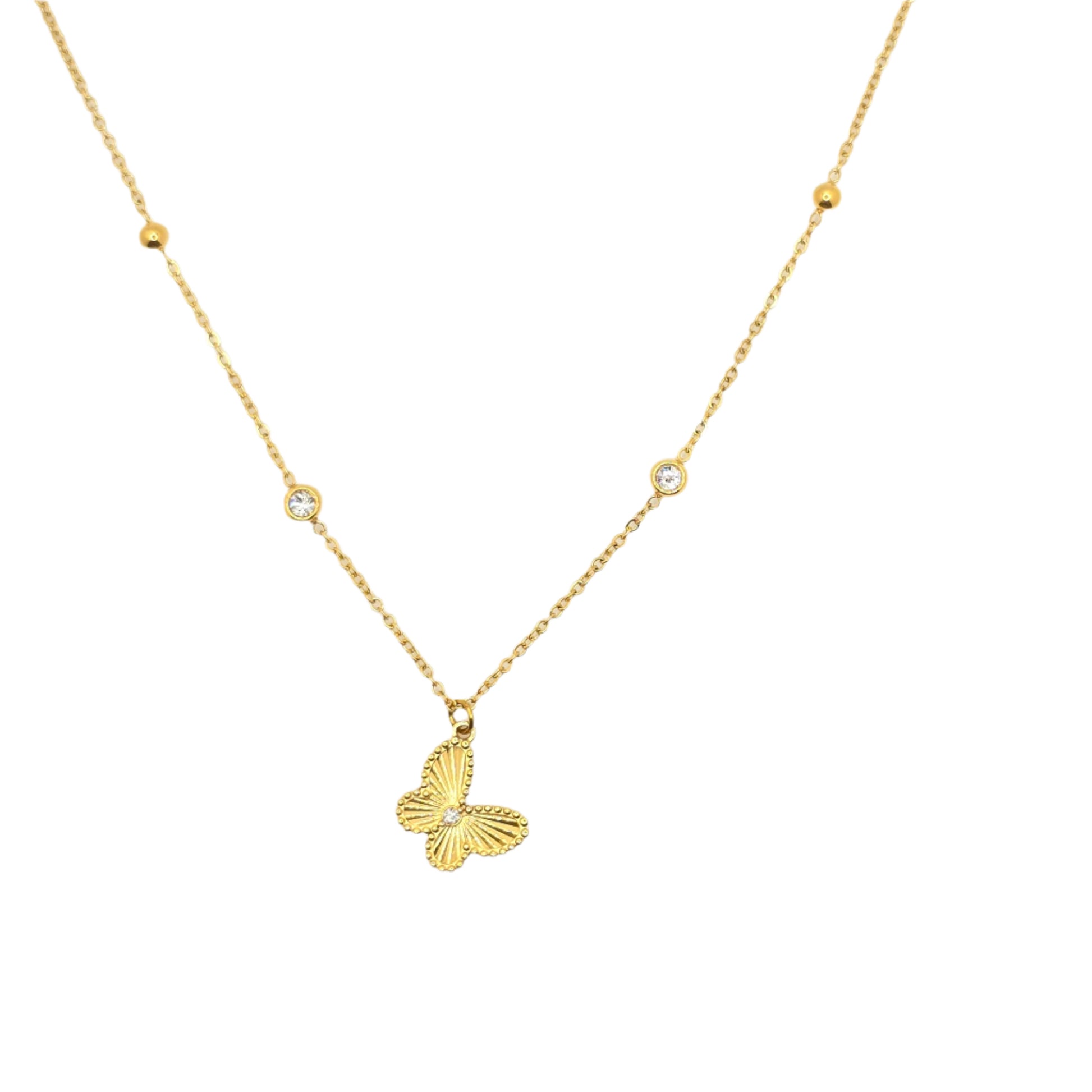 gold butterfly necklace dainty waterproof jewelry