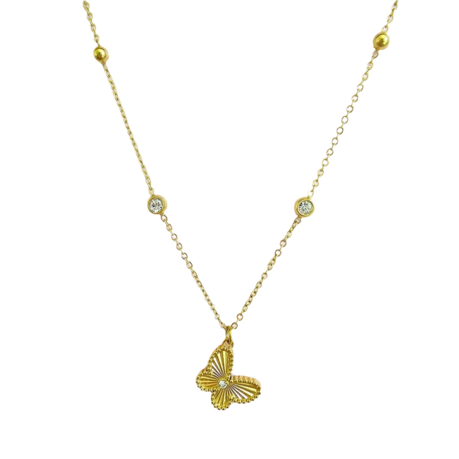 dainty gold Van Cleef butterfly necklace dupe