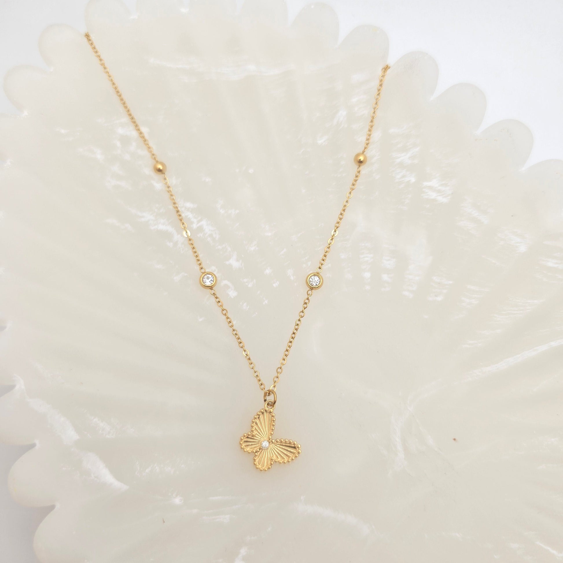 gold dainty butterfly necklace designer dupe