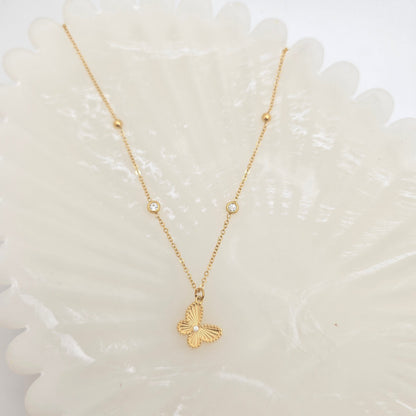 gold dainty butterfly necklace designer dupe
