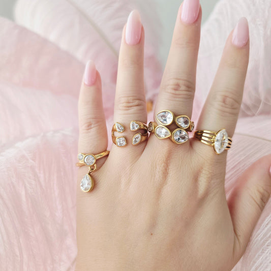 gold waterproof stunning cz rings on
