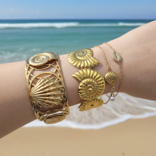 gold waterproof bangle summer beach jewelry