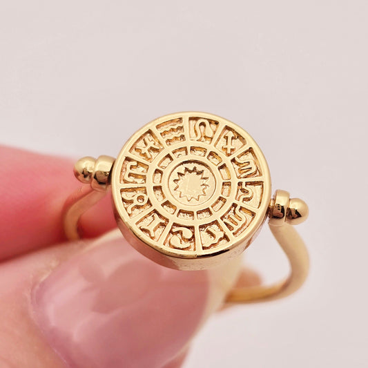 dainty cute flippy gold ring star signs