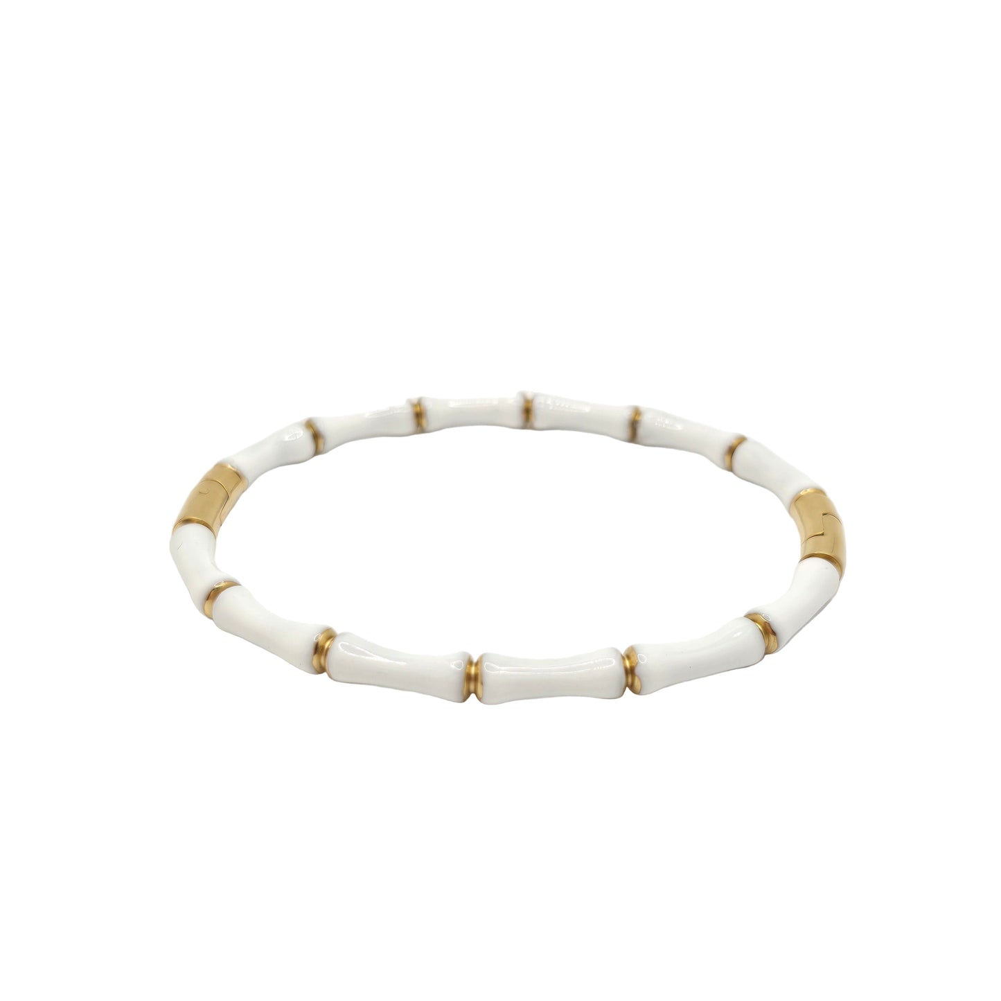 white bamboo bangle bracelet stack