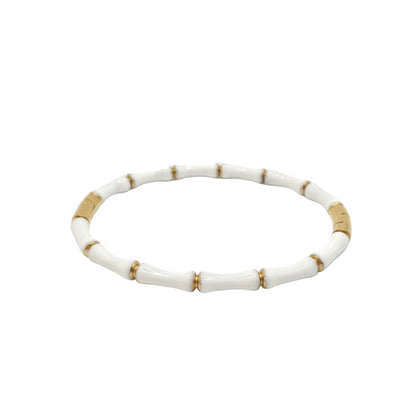 white bamboo bangle bracelet stack