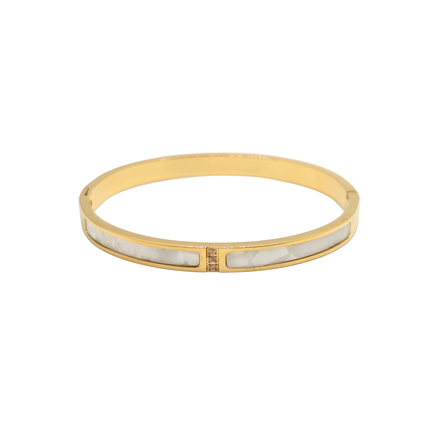 gold dainty mother of pearl bangle