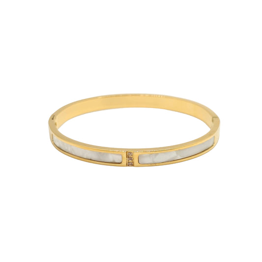 gold dainty mother of pearl bangle