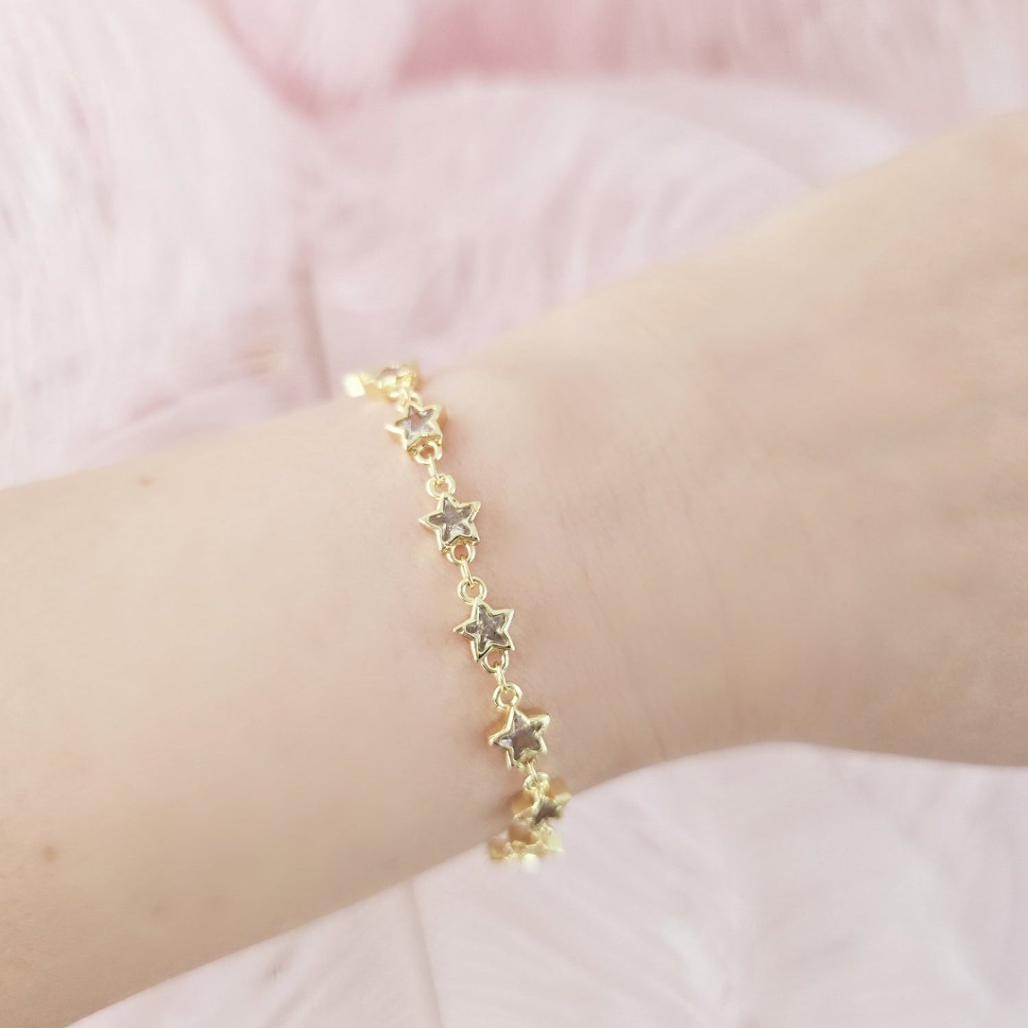 dainty gold stars bracelet stacking