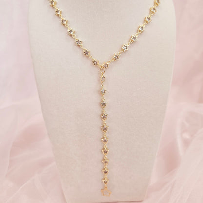 dainty gold star lariat necklace layering
