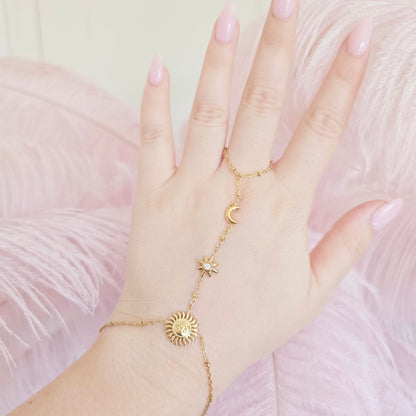 gold waterproof sun stars moon handchain