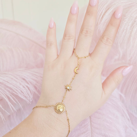 gold waterproof sun stars moon handchain