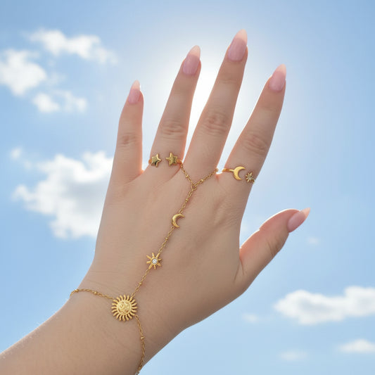 sunny stars moon gold waterproof handchain
