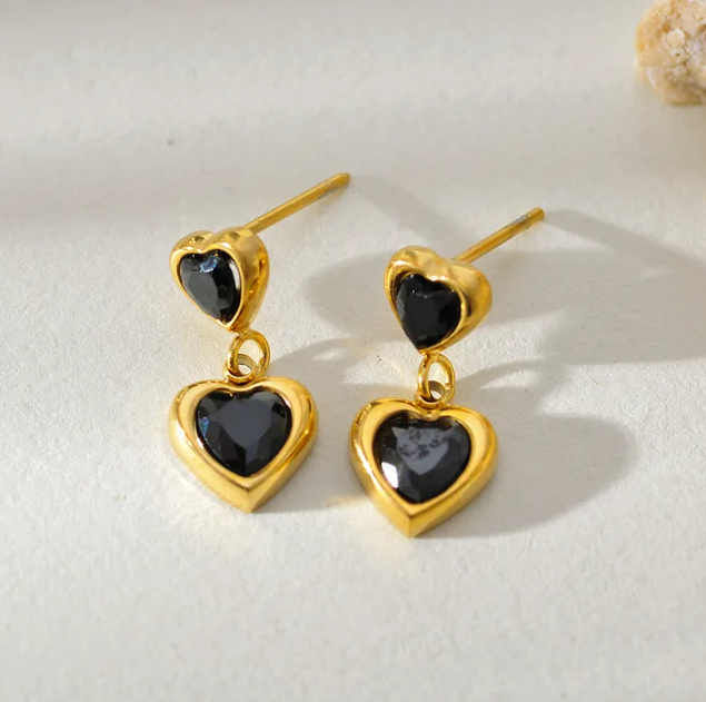 Remi Black Heart Earrings