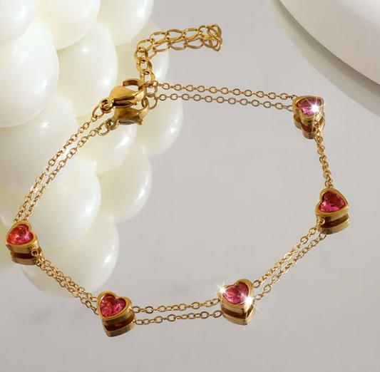 Rose Red Heart Bracelet