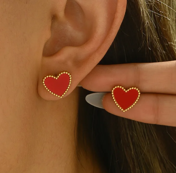 Rachel Red Heart Earrings